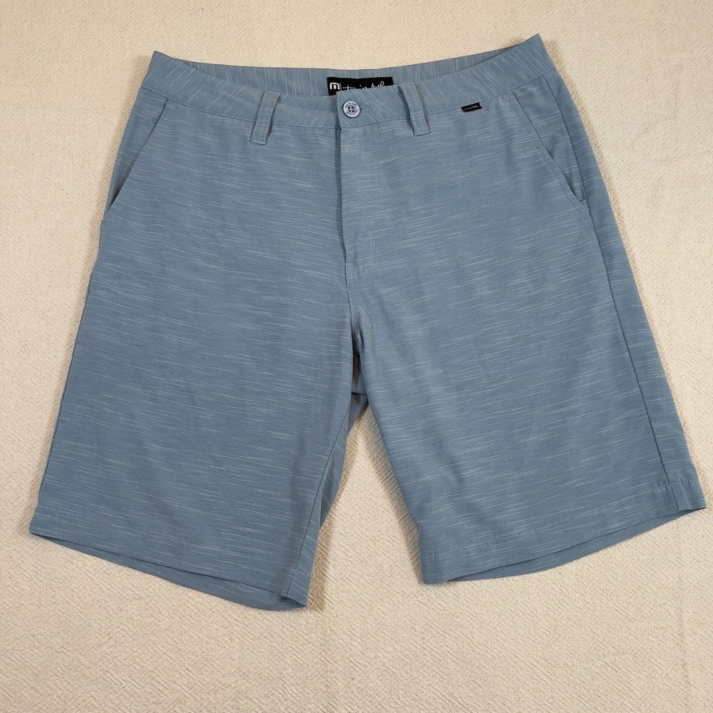 Travis Mathew Mens Golf Shorts Chino Size 32 Blue Heathered Stretch Casual‎